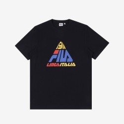 Fila Linea Italia Triangle Logo - Miesten Poolopaita - Mustat | FI-70125